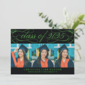 ELEGANTE SCRIPT KLASSE VAN 2025 FOTO AFSTUDEREN KAART (Staand voorkant)