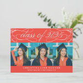 ELEGANTE SCRIPT KLASSE VAN 2025 FOTO AFSTUDEREN KAART (Staand voorkant)