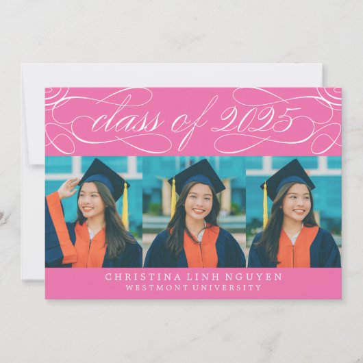 ELEGANTE SCRIPT KLASSE VAN 2025 FOTO AFSTUDEREN KAART (Voorkant)