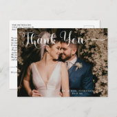 Elegante Script Klassieke Trouwfoto Dankjewel Briefkaart (Voorkant / Achterkant)
