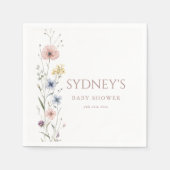 Elegante Script Kleine Wilde Bloem Baby Shower Servet (Voorkant)
