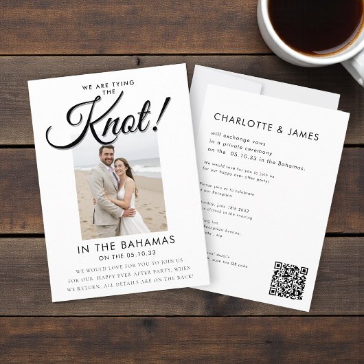 Elegante Script Knoop Foto Elopement Aankondiging