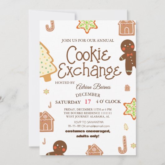 Elegante Script Koekjes Uitwisselen Kerstfeest Uit Kaart (Voorkant)