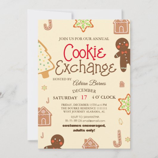 Elegante Script Koekjesuitwisseling Kerstfeest Uit Kaart (Voorkant)