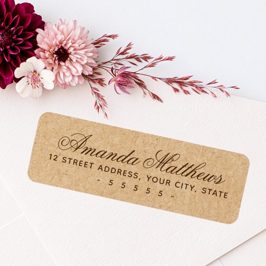 Elegante script Kraft papier uitziende retouradres Etiket
