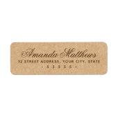 Elegante script Kraft papier uitziende retouradres Etiket (Voorkant)