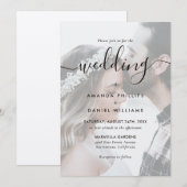 Elegante Script Kraftpapier Huwelijksfoto Kaart (Voorkant / Achterkant)