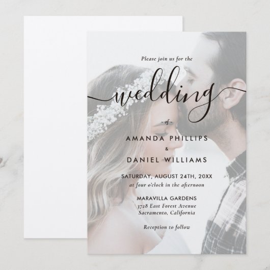 Elegante Script Kraftpapier Huwelijksfoto Kaart (Voorkant / Achterkant)