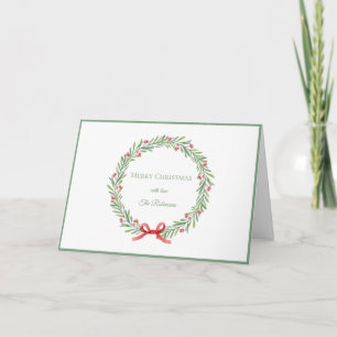 Elegante Script Krans Prettig Kerstfeest Feestdagen Kaart