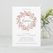 Elegante Script Krans Waterverf Doop Kaart (Staand voorkant)