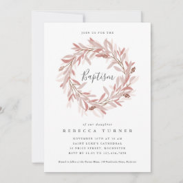 Elegante Script Krans Waterverf Doop Kaart