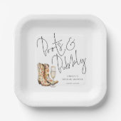 Elegante Script Laarzen en Bruisende Bruiloft Papieren Bordje (Voorkant)