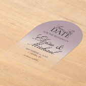 Elegante Script Lavendel Gradiënt Bewaar de Datum Acryl Uitnodigingen (Laagn)