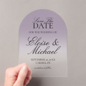 Elegante Script Lavendel Gradiënt Bewaar de Datum Acryl Uitnodigingen (Insitu (Draagbaar))