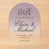 Elegante Script Lavendel Gradiënt Bewaar de Datum Acryl Uitnodigingen (Voorkant)