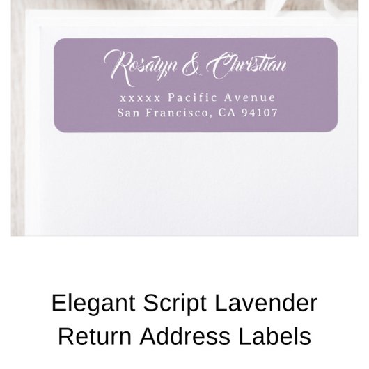 Elegante script lavendel retour adreslabels etiket