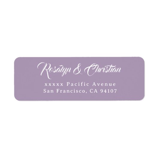 Elegante script lavendel retour adreslabels etiket (Voorkant)