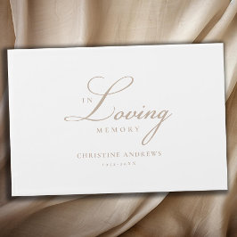 Elegante, script lettertype "In Loving Memory" beg Gastenboek