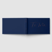 Elegante script lettertype Navy & Rose Goud Huweli Gastenboek (Volledig)