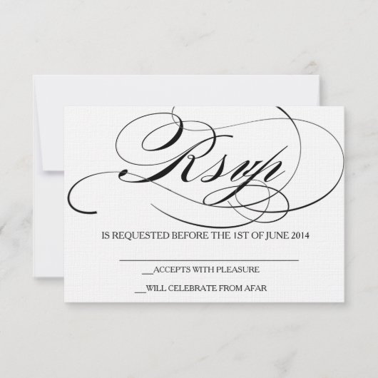 Elegante script lettertype RSVP kaart trouw uitnod (Voorkant)