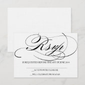Elegante script lettertype RSVP kaart trouw uitnod (Voorkant / Achterkant)