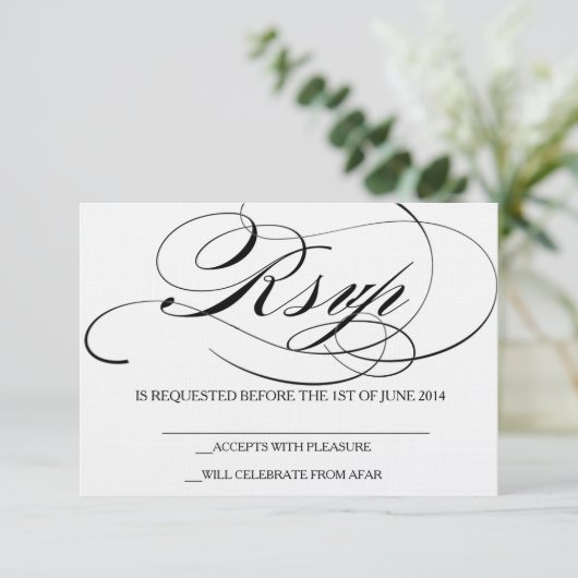 Elegante script lettertype RSVP kaart trouwuitnodi (Staand voorkant)
