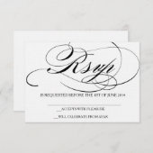 Elegante script lettertype RSVP kaart trouwuitnodi (Voorkant / Achterkant)