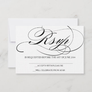 Elegante script lettertype RSVP kaart trouwuitnodi