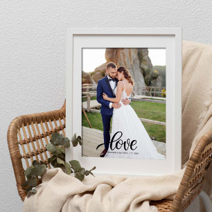 Elegante script liefde foto huwelijksjubileum cade afdruk