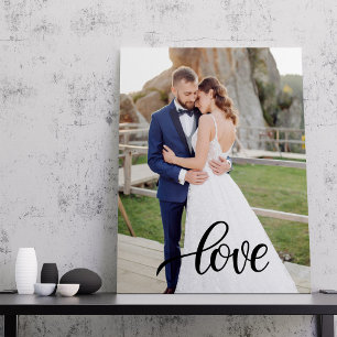Elegante Script Liefde Foto Huwelijksjubileum Cade Canvas Afdruk