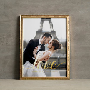 Elegante script "Liefde" overlay foto Folie Afdrukken