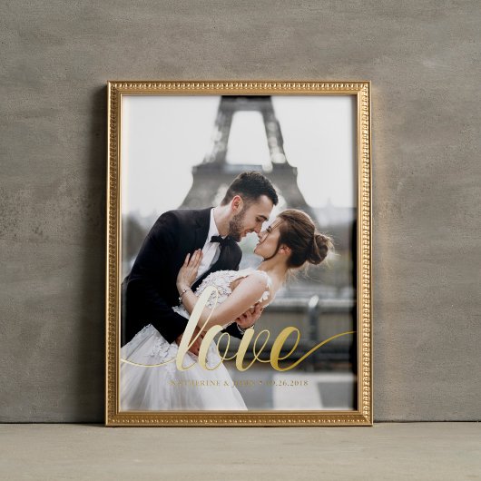 Elegante Script "Liefde" Overlay Foto Folie Afdrukken