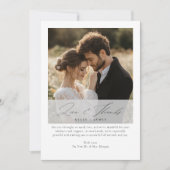 Elegante Script Liever En Dank Huwelijksfoto Feestdagenkaart (Voorkant)