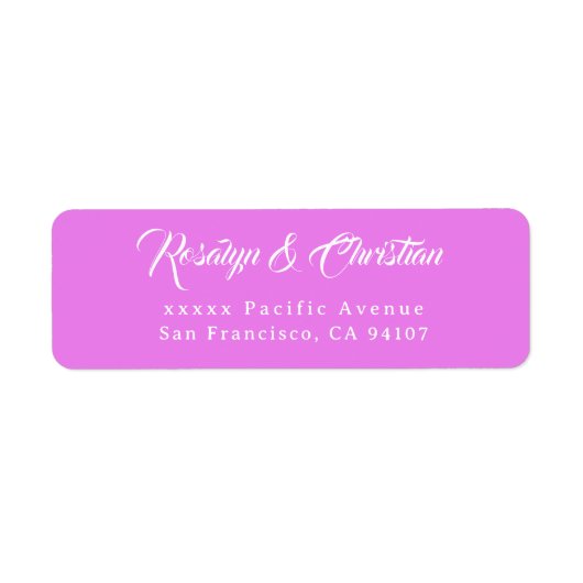 Elegante script Lila retour adreslabels Etiket (Voorkant)