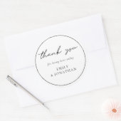 Elegante Script Line Border Wedding Dank u Ronde Sticker (Envelop)