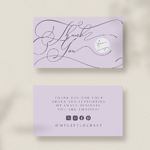 Elegante Script Logo Bedankt Branding Paars Visitekaartje