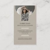 Elegante Script Logo en QR Code Fotografie Visitekaartje (Achterkant)