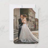 Elegante Script Love Heart Trouwfoto Bedankkaart (Voorkant)