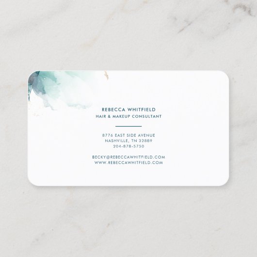 Elegante Script Marble Agaat Hair Stylist Make-up Visitekaartje (Achterkant)