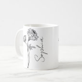 Elegante script Marigold oktober geboortebloem naa Koffiemok (Voorkant links)