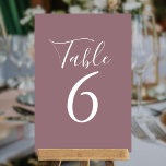 Elegante Script Mauve tabelnummers Kaart<br><div class="desc">Deze elegante mauve tabelnummers kunnen worden gepersonaliseerd in chique witte belettering. Ontworpen door Thisnotme©</div>