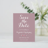 Elegante Script Mauve Trouw Save the Date Briefkaart (Staand voorkant)