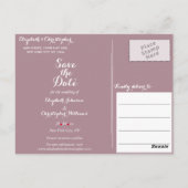 Elegante Script Mauve Trouw Save the Date Briefkaart (Achterkant)