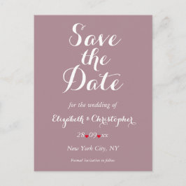 Elegante Script Mauve Trouw Save the Date Briefkaart