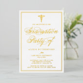 Elegante script medische school afstudeerfeest folie uitnodiging (Staand Voorkant)