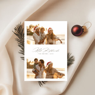 Elegante Script Mele Kalikimaka Strand 2 Foto Feestdagenkaart
