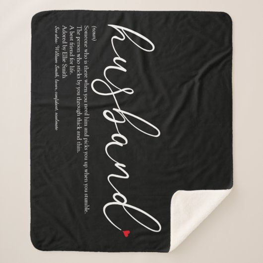 Elegante script met definitie van echtgenoot en li sherpa deken (Voorkant)