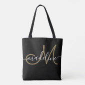 Elegante script met monogram naam modern chic tote bag (Achterkant)