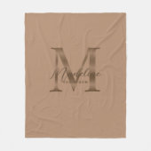 Elegante script metalen taupe gouden monogram fleece deken (Voorkant)