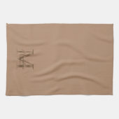 Elegante script metalen taupe gouden monogram theedoek (Horizontaal)